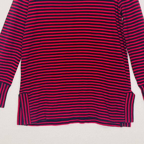 Talbots Sweater Womens Medium Red Navy Blue Striped Boat Neck Knit Top Pullover - Picture 11 of 12